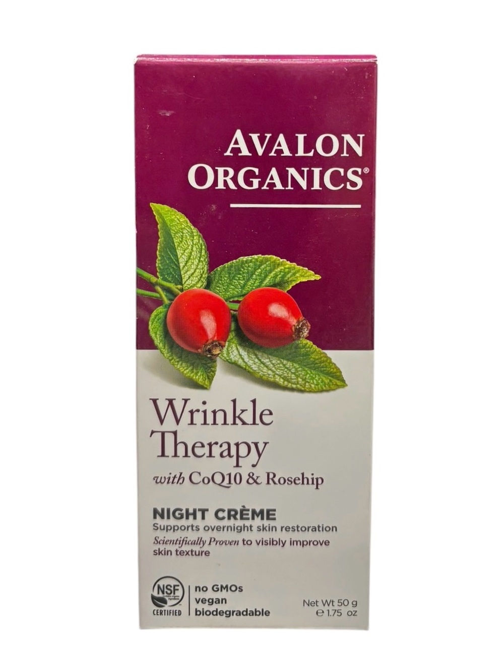 Avalon Organics WRINKLE THERAPY Night Creme Cream w/ CoQ10 & Rosehip 1.75oz